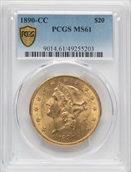 1890-CC $20 Liberty Double Eagle PCGS MS61