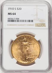 1910-S $20 Saint-Gaudens Double Eagle NGC MS64