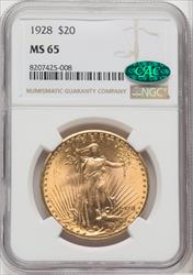 1928 $20 CAC Saint-Gaudens Double Eagle NGC MS65