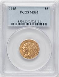 1915 $5 Indian Half Eagle PCGS MS63