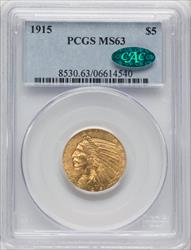 1915 $5 CAC Indian Half Eagle PCGS MS63