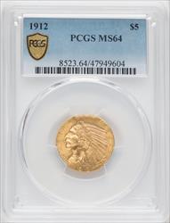 1912 $5 Indian Half Eagle PCGS MS64
