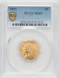 1911 $5 Indian Half Eagle PCGS MS65