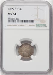 1899-S 10C Barber Dime NGC MS64