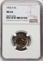 1923-S 5C Buffalo Nickel NGC MS64