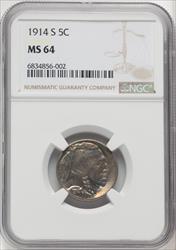 1914-S 5C Buffalo Nickel NGC MS64