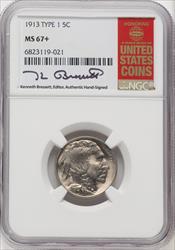 1913 Type One 5C Kenneth Bressett Red Book Buffalo Nickel NGC MS67+