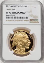 2013-W $50 One-Ounce Gold Buffalo Brown Label NGC PF70
