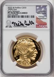 2023-W G$50 Gold Buffalo First Strike DCAM Mike Castle NGC PF70