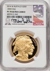 2014-W $50 One-Ounce Gold Buffalo Mike Castle NGC PF70