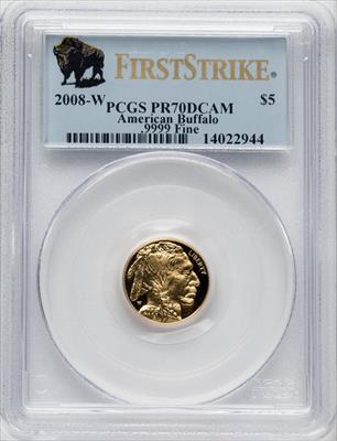 2008-W $5 Tenth-Ounce Gold Buffalo First Strike PCGS PR70