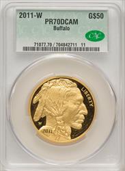 2011-W $50 One-Ounce Gold Buffalo CACG PR70