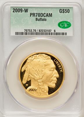 2009-W $50 One-Ounce Gold Buffalo CACG PR70