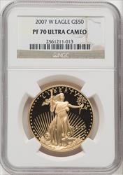 2007-W $50 One-Ounce Gold Eagle Brown Label NGC PF70