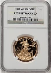 2012-W $25 Half-Ounce Gold Eagle Brown Label NGC PF70