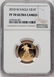 2010-W $10 Quarter-Ounce Gold Eagle Brown Label NGC PF70