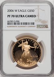 2006-W $50 One-Ounce Gold Eagle 20th Anniversary Brown Label NGC PF70