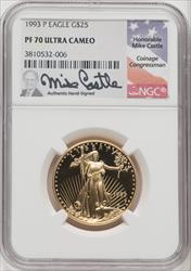 1993-P $25 Half-Ounce Gold Eagle Mike Castle NGC PF70
