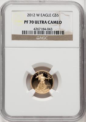 2012-W $5 Tenth-Ounce Gold Eagle Brown Label NGC PF70