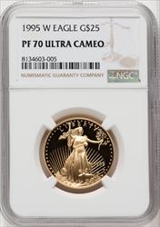 1995-W $25 Half-Ounce Gold Eagle Brown Label NGC PF70