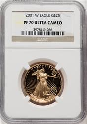 2001-W $25 Half-Ounce Gold Eagle Brown Label NGC PF70