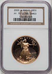2000-W $50 One-Ounce Gold Eagle Brown Label NGC PF70