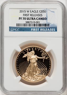 2015-W One-Ounce Gold Eagle First Strike FR Blue NGC PF70