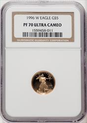 1996-W $5 Tenth-Ounce Gold Eagle Brown Label NGC PF70