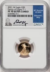 2021-W $5 Tenth Ounce Gold Eagle Type One NGC PF70