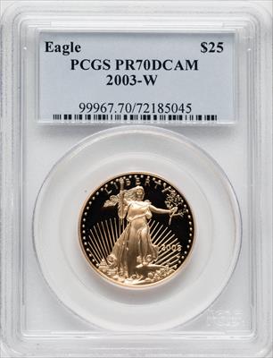 2003-W $25 Half-Ounce Gold Eagle PCGS PR70