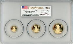 2018-W 3 pc Gold Eagle Set First Day of Issue Moy Washington D.C. PCGS PR70