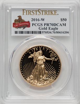 2016-W $50 One-Ounce Gold Eagle 30th Anniversary First Strike PCGS PR70