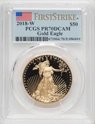 2018-W $50 One Ounce Gold Eagle First Strike Mike Castle PCGS PR70