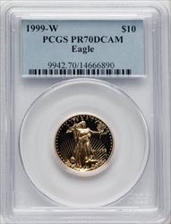 1999-W $10 Quarter-Ounce Gold Eagle Blue Gradient PCGS PR70
