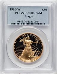 1990-W $50 One-Ounce Gold Eagle Blue Gradient PCGS PR70