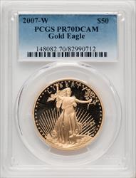 2007-W $50 One-Ounce Gold Eagle Blue Gradient PCGS PR70