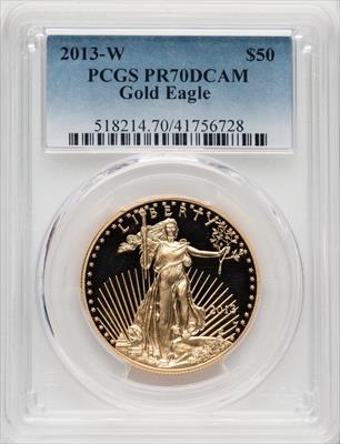 2013-W $50 One-Ounce Gold Eagle Blue Gradient PCGS PR70