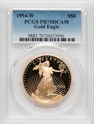 1994-W $50 One-Ounce Gold Eagle Blue Gradient PCGS PR70