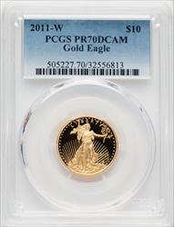 2011-W $10 Quarter-Ounce Gold Eagle Blue Gradient PCGS PR70