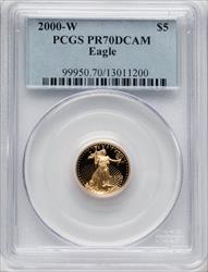 2000-W $5 Tenth-Ounce Gold Eagle Blue Gradient PCGS PR70