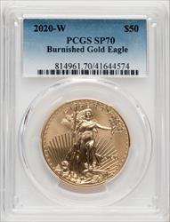 2020-W $50 One Ounce Gold Eagle Burnished Blue Gradient PCGS SP70