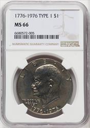 1976 $1 T1 Eisenhower Dollar NGC MS66