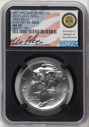 2017 $25 One Ounce Palladium First Day of Issue FDI Miles Standish NGC MS70