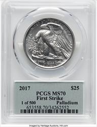 2017 $25 Palladium First Strike 1 of 500 PCGS MS70