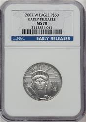 2007-W $50 Half-Ounce Platinum Eagle First Strike Burnished NGC MS70