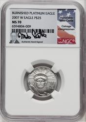 2007-W $25 Quarter-Ounce Platinum Eagle Burnished Mike Castle Signature NGC MS70
