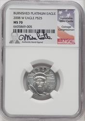2008-W $25 Quarter-Ounce Platinum Eagle Mike Castle Signature NGC MS70