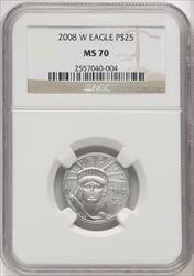 2008-W $25 Quarter-Ounce Platinum Eagle Brown Label NGC MS70