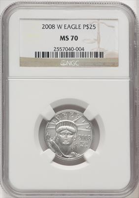 2008-W $25 Quarter-Ounce Platinum Eagle Brown Label NGC MS70