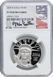 2004-W P$100 One-Ounce American Platinum Eagle Statue of Liberty NGC PF70
